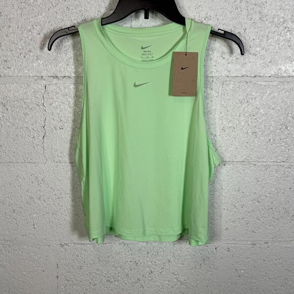 Nike Women's One Classic Dri-FIT Cropped Tank Top Vapor Greenblack  XL - Picture 1 of 5
